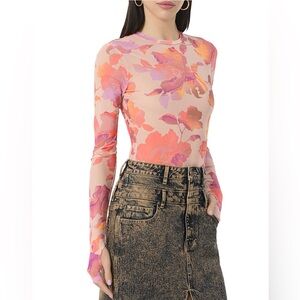 AFRM Kaylee Printed Mesh Long Sleeve Top
